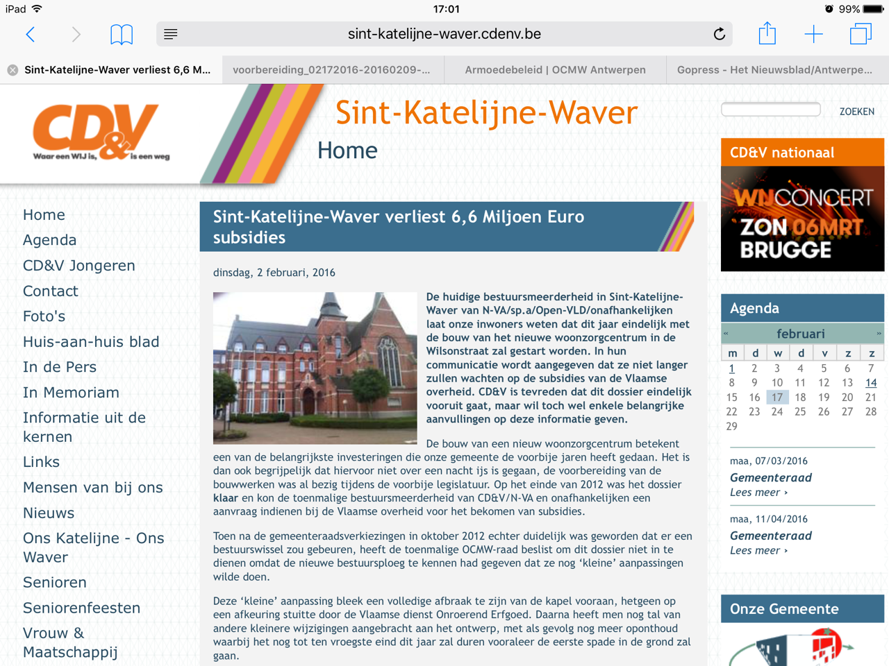 CD&V Sint-Katelijne-Waver nieuwsbericht over nieuw woonzorgcentrum, begin februari 2016 CD&V Sint-Katelijne-Waver nieuwsbericht over nieuw woonzorgcentrum, begin februari 2016